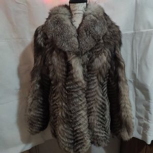 stylish natural raccoon fur coat
